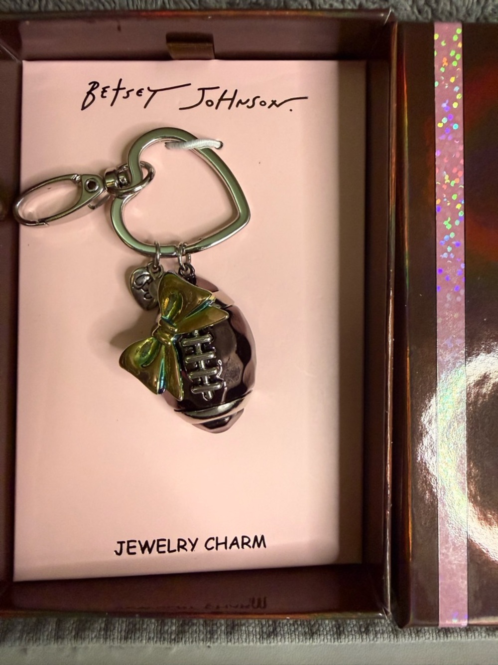 🏈Betsey Johnson Brown Football Charm Keychain